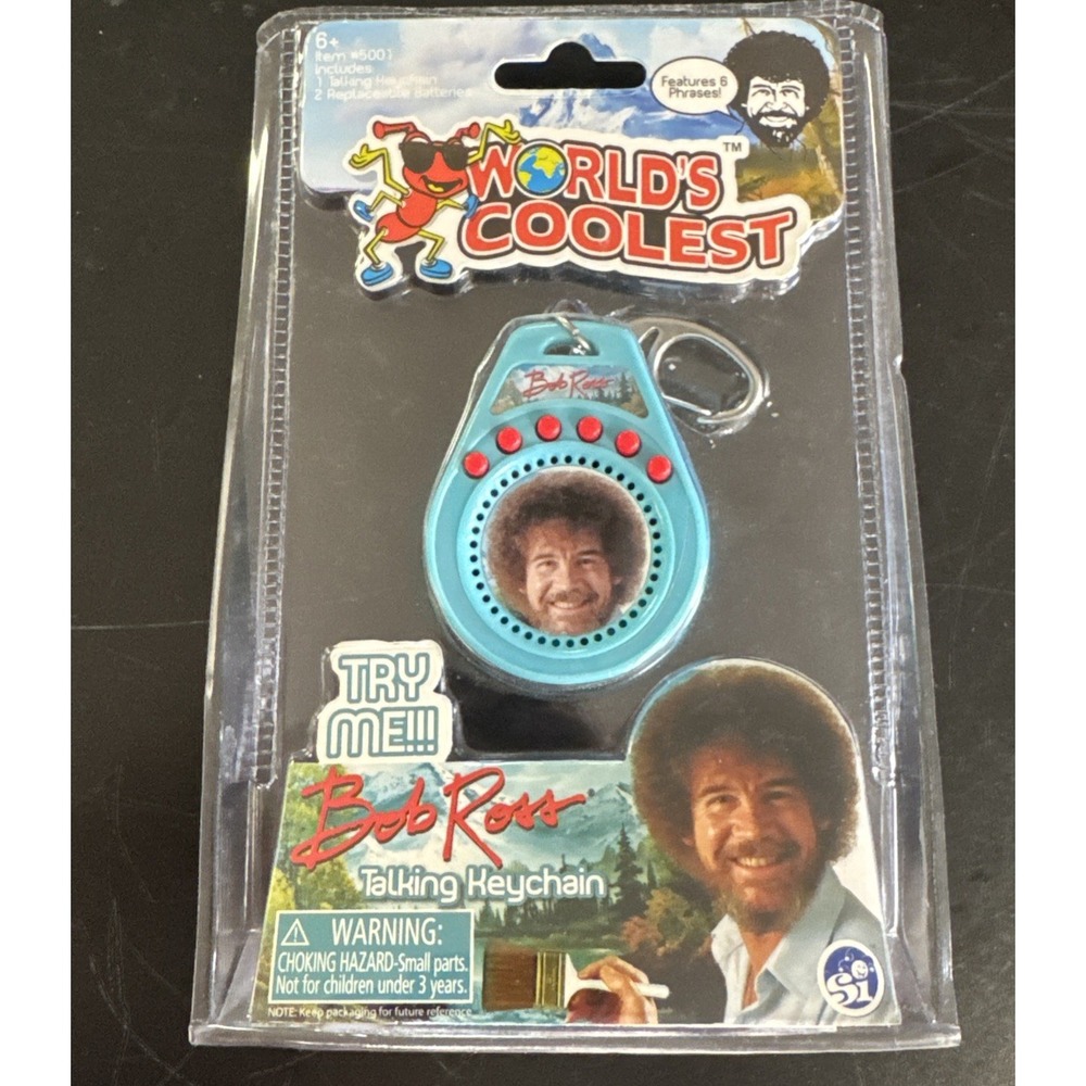 Worlds Coolest Bob Ross Talking Keychain 6 Phrases Super Impulse 5001 New